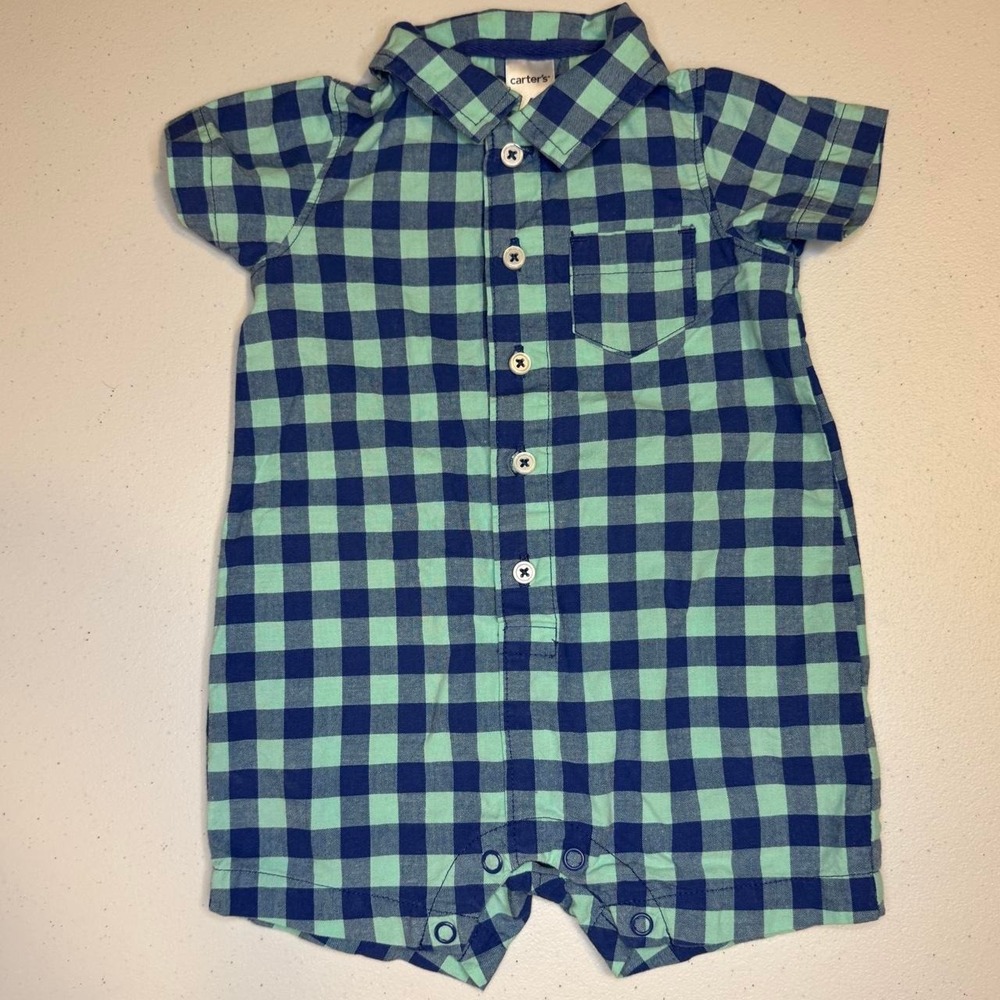 Carter's Plaid Button‑Up Romper - 3-6 Months